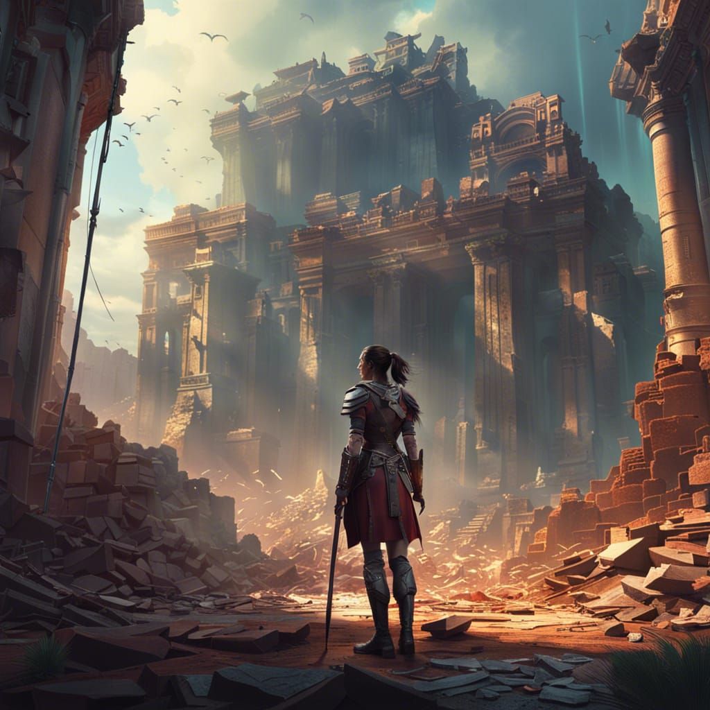 Heroic Warrior in a Crumbling City