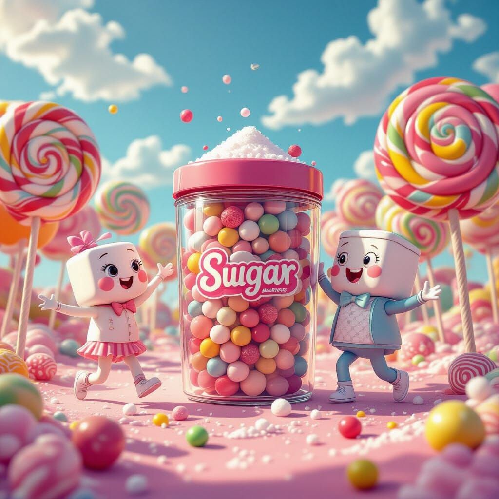 Dancing Sugar and Salt Containers in a Candy World