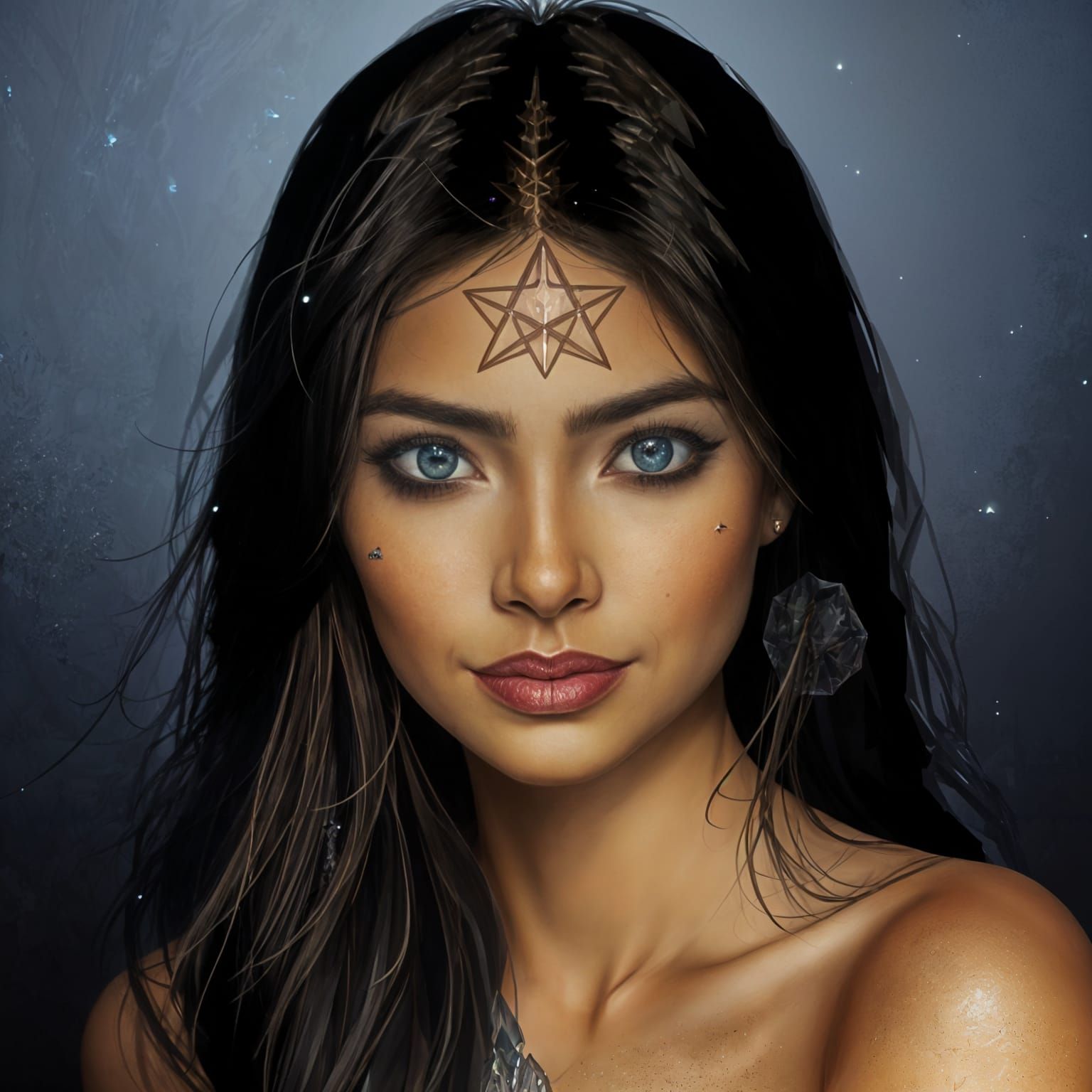 Mysterious Woman in Underground City, Surreal Art