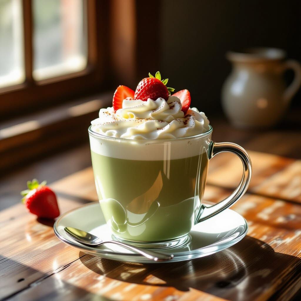 Matcha Latte in Ethereal Crepuscule Light