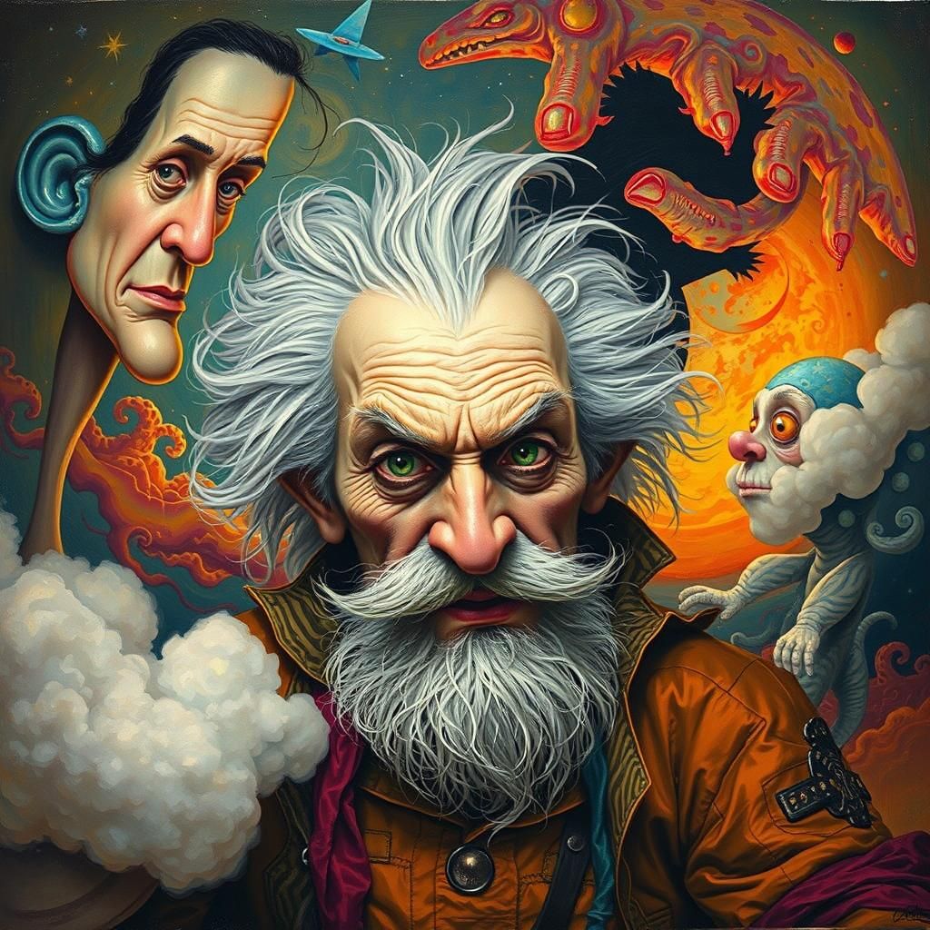 Eccentric Old Man in Surreal Pop Art Style