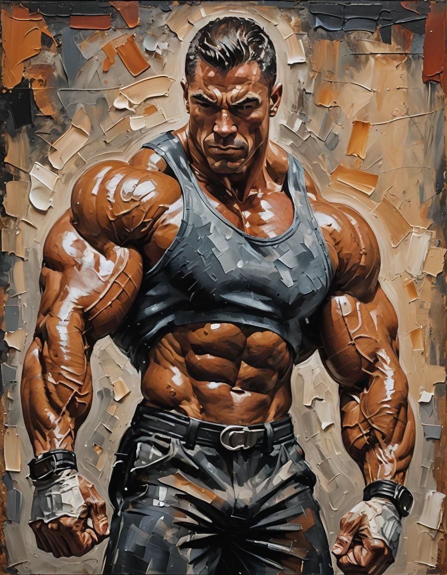 Gritty Gym: Impasto Painting of a Bodybuilder