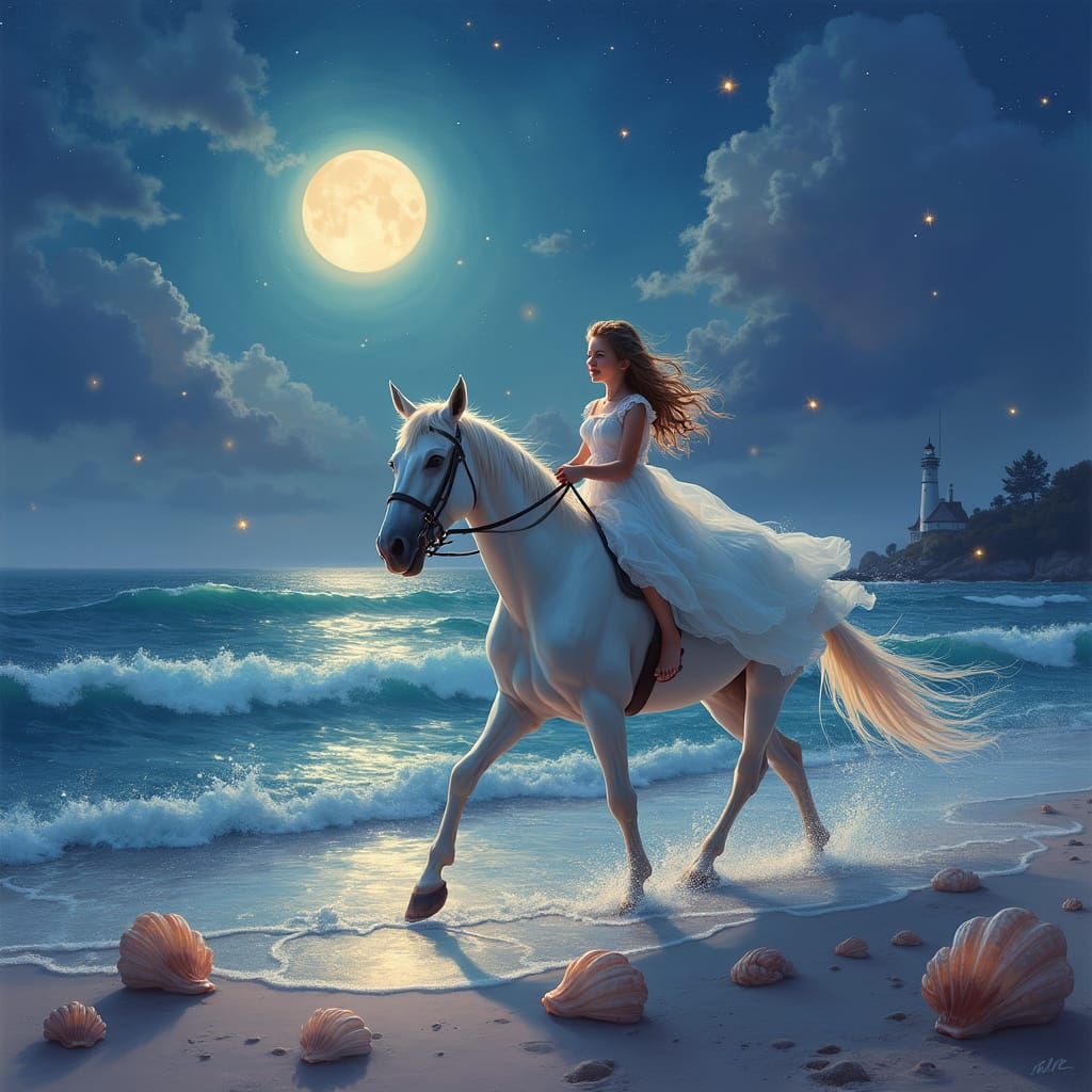 Magical Summer Night Ride in Fantasy Realism