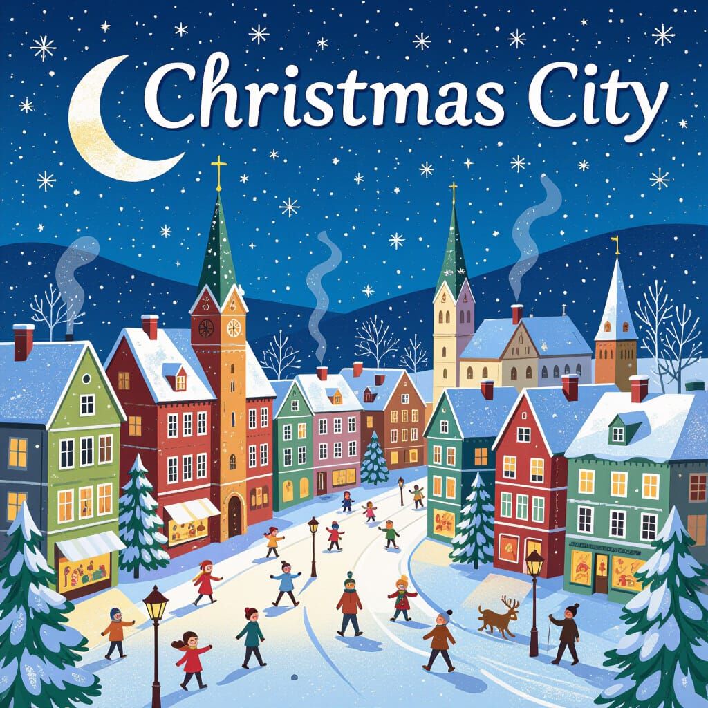 Festive Christmas City Scene