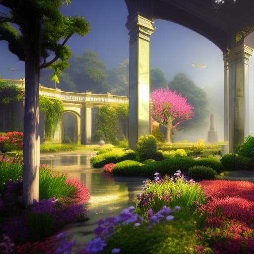 Blooming Botanical Garden in Ethereal 3D Rendering
