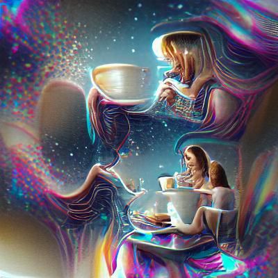 Two Sisters Drinking Coffee