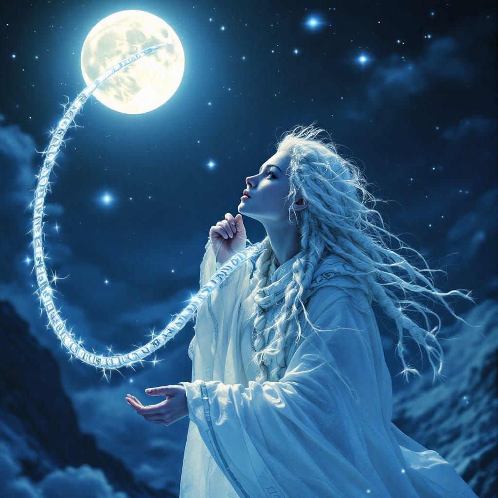 Luminous Goddess Lassos the Moon in Whimsical, Surrealistic ...