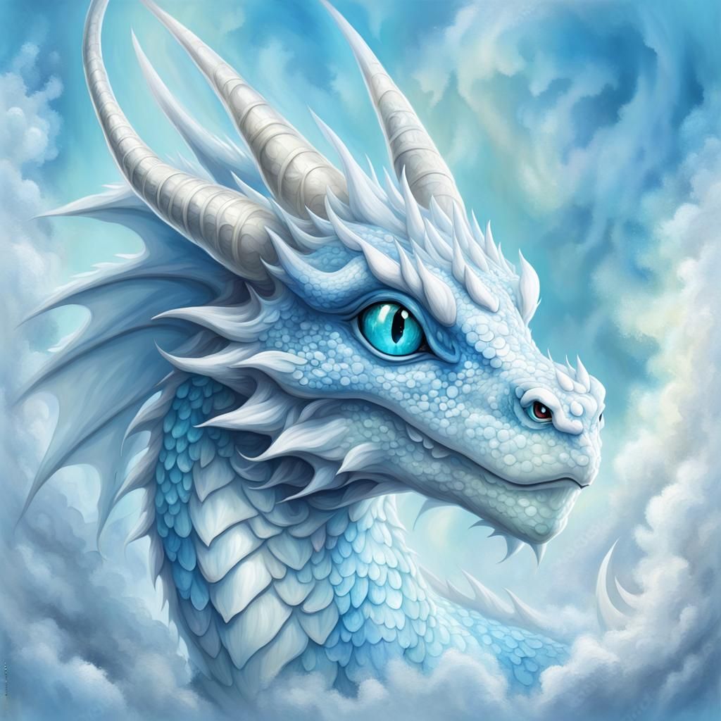 Cute Blue Dragon in Ethereal Fantasy Style