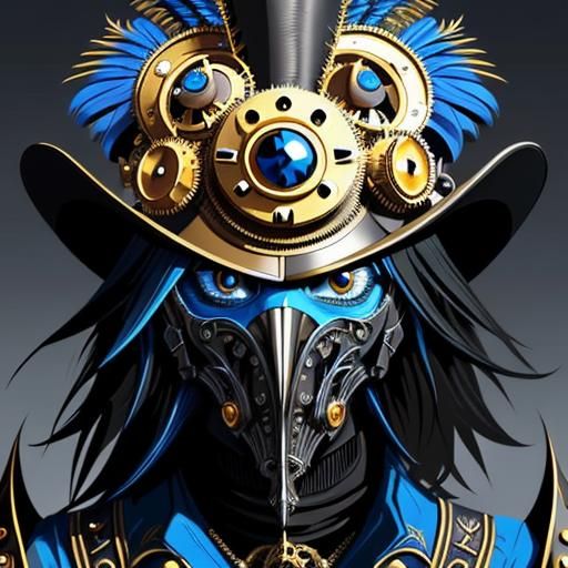 Steampunk Bird in Plague Mask Vector Art