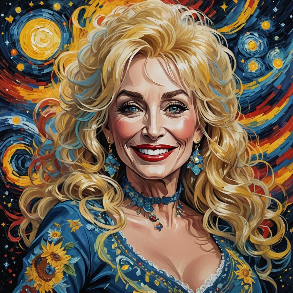 Dolly Parton Portrait in Impressionist Oil Painting Style