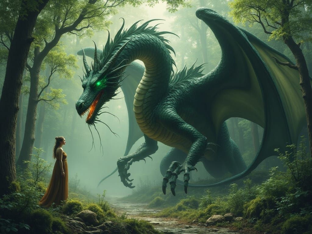 Ethereal Dragon Amidst Primal Forest