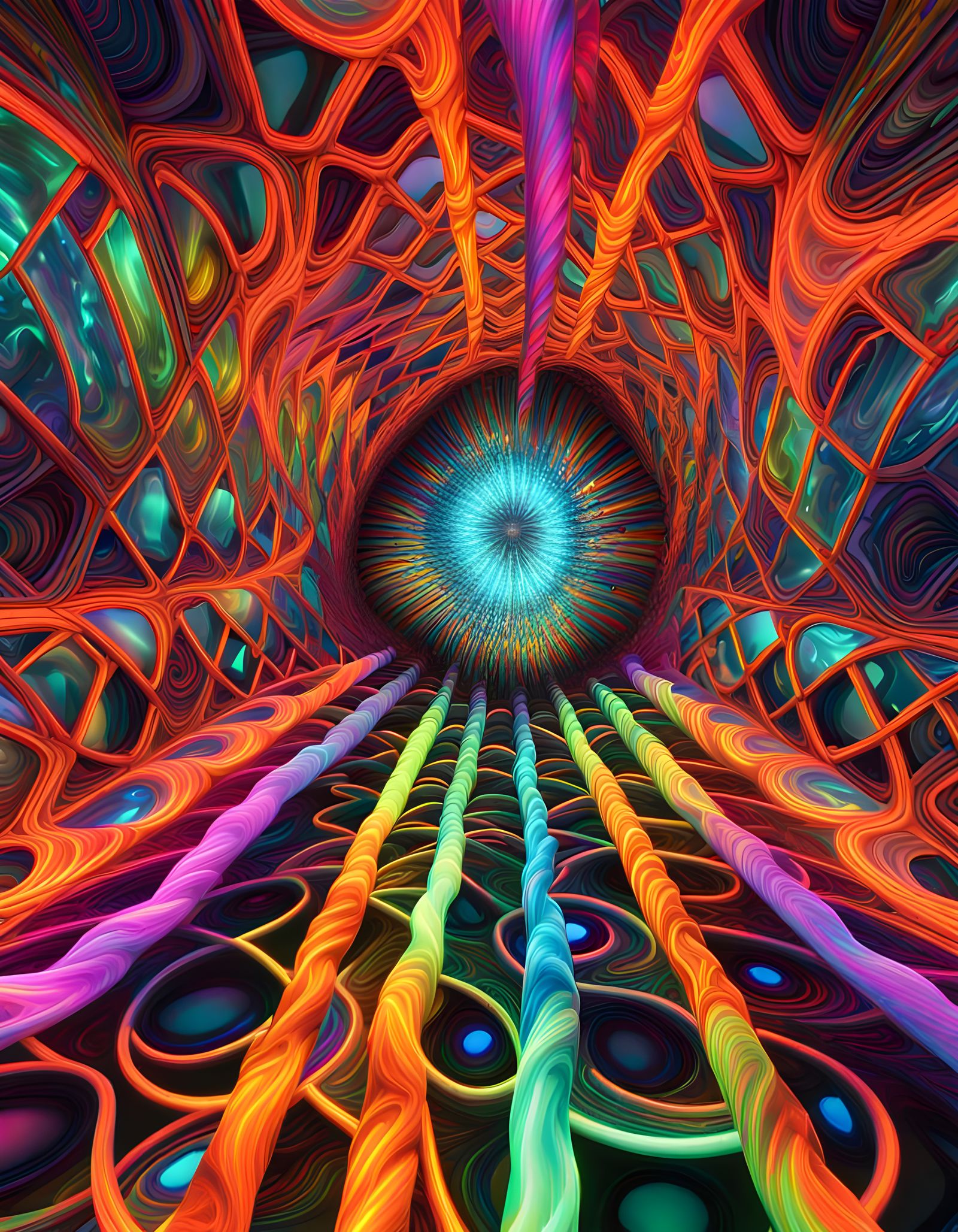 Neon Vortex to Abyss: Optical Illusion in Digital Art