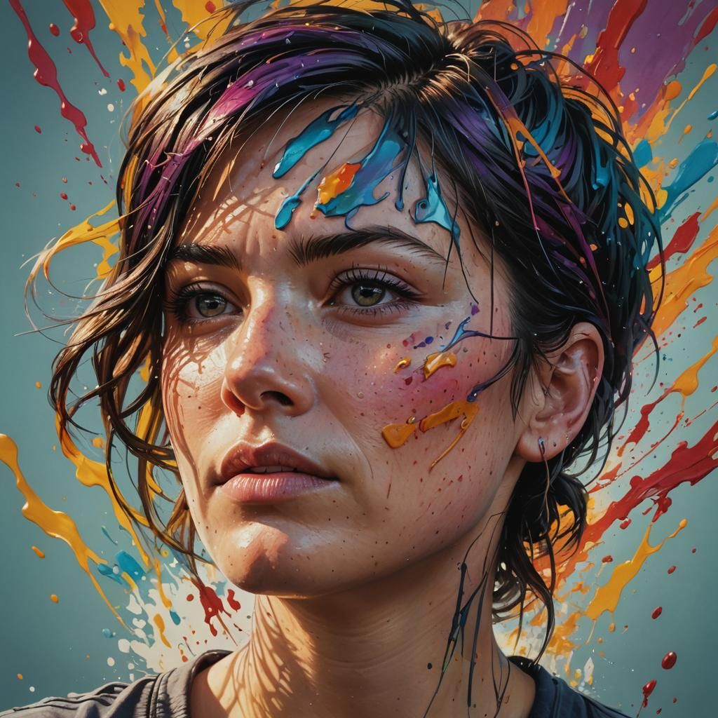 Hyperrealistic Splash Art Portrait of Sarah McLeod