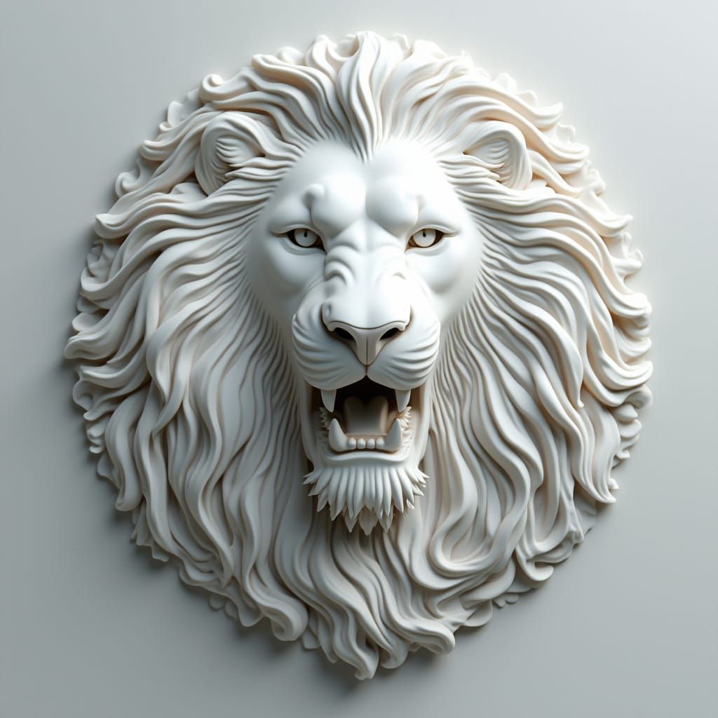 Modern Art Lion Sculpture in White Carrara Marble