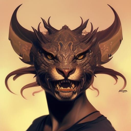 Detailed Manticore Portrait in Hyperdetailed Style