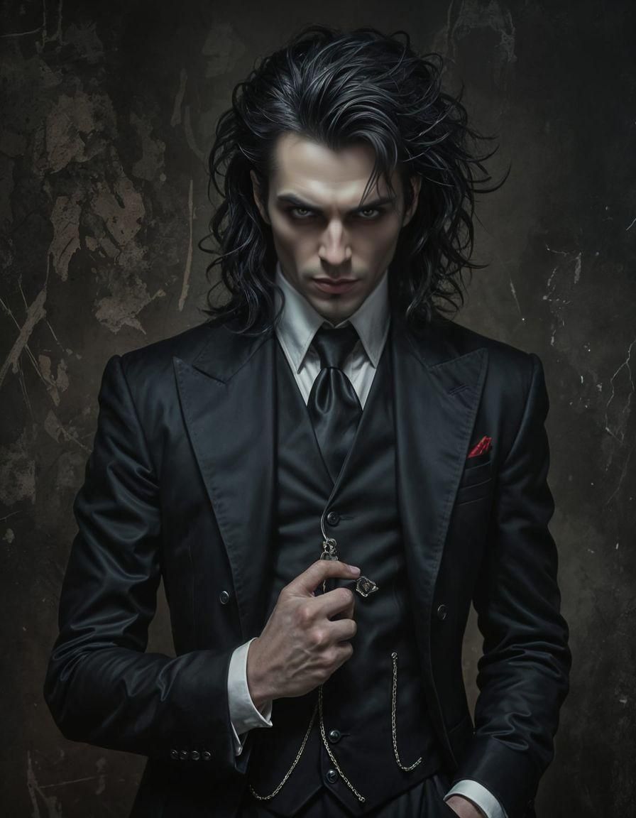 Sinister Pale Goth Vampire Portrait in Fantasycore Style