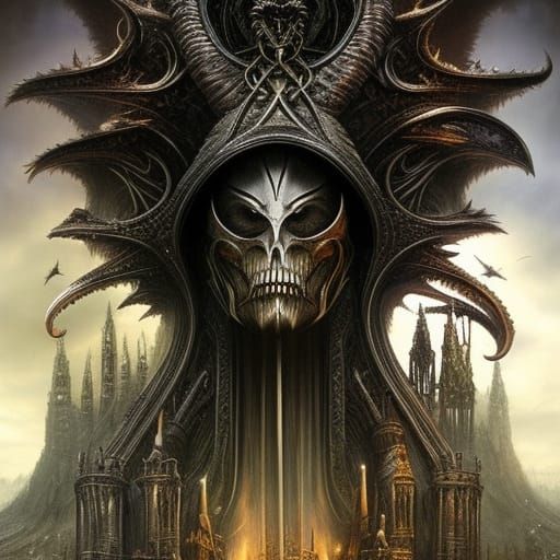 Dark Gothic Village with Magical Elements