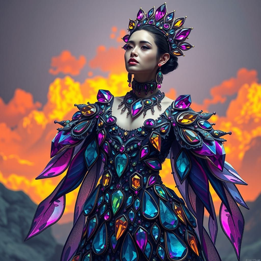 Labradorite Gem Gown: Detailed Matte Painting