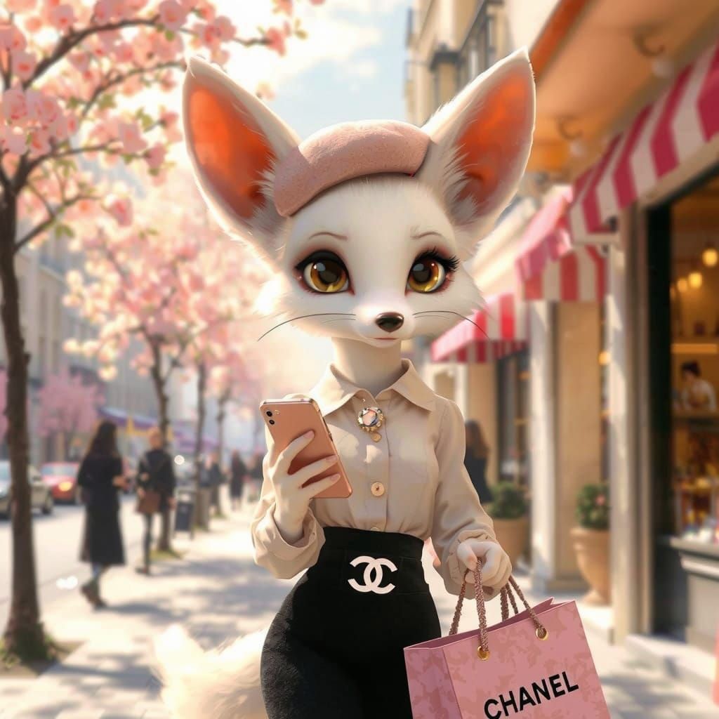 Chic Fennec Fox Strolls Parisian Streets in Style