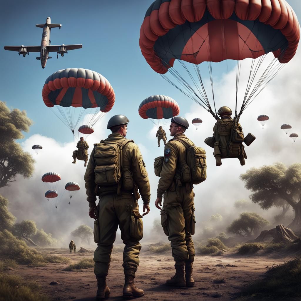 British Pilot Meets American Paratroopers: Detailed Matte Pa...