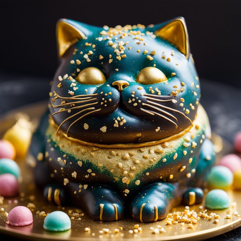 Whimsical Chocolate Cat Confection in Pastel Colors