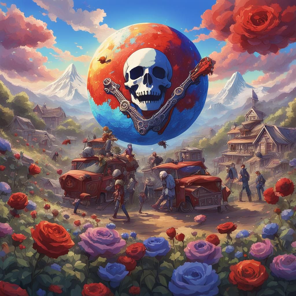 Anime Grateful Dead Album Cover in 3D