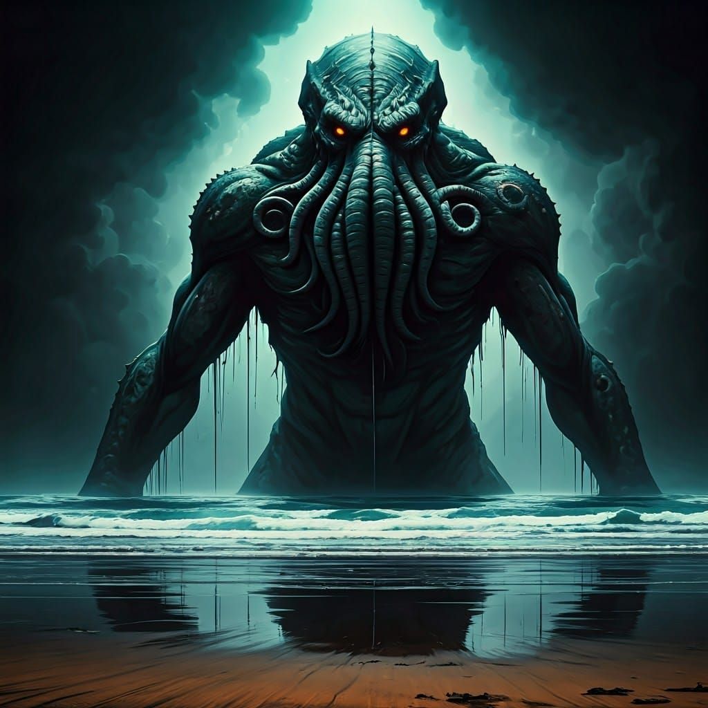 Cthulhu Emerges from Dark, Turbulent Waters in a Cosmic Horr...