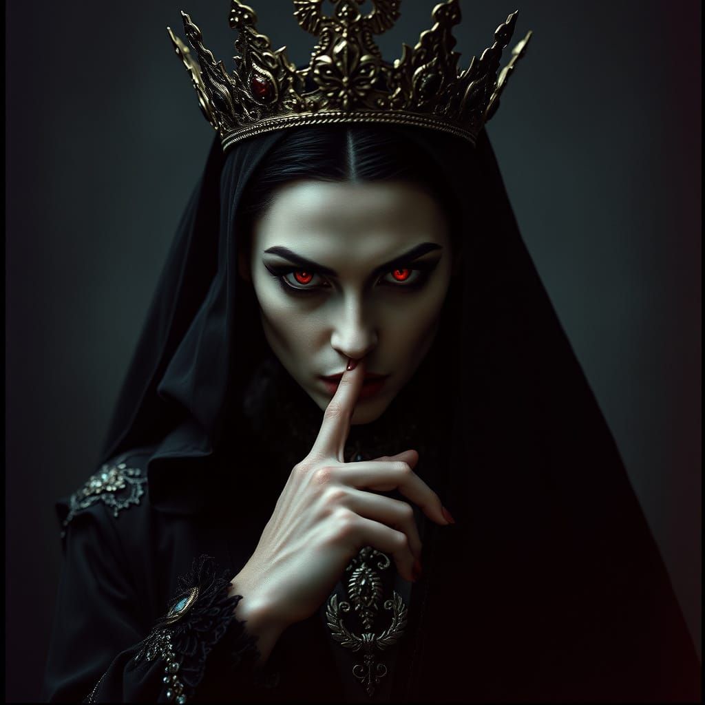 Regal Vampire Queen in Dark Elegance