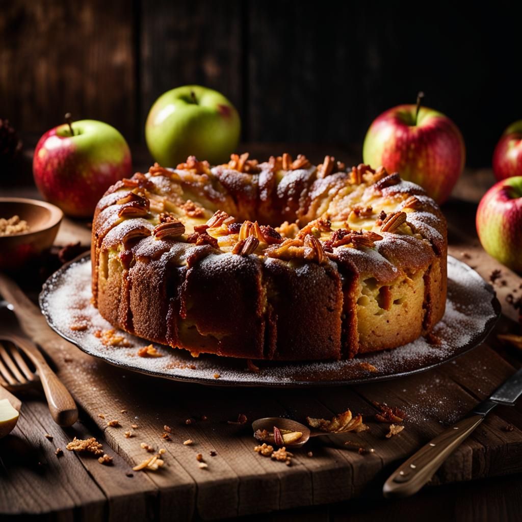 Delicious Apple Cake Still Life in Autumnal Colors