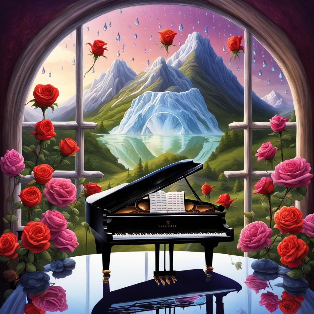 Asian Snow Globe with Rainbow and Waterfall