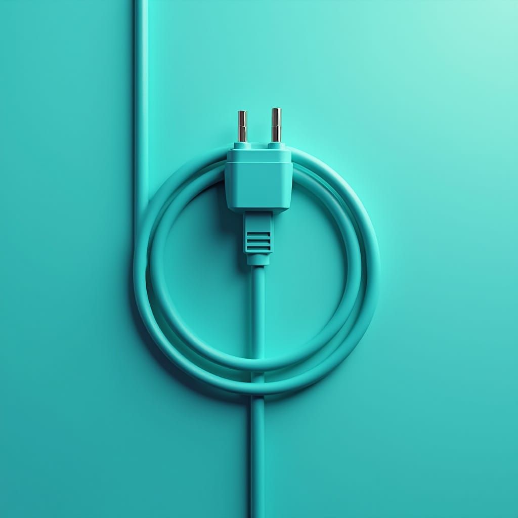 Turquoise Electrical Plug Concept Art in Futuristic Style