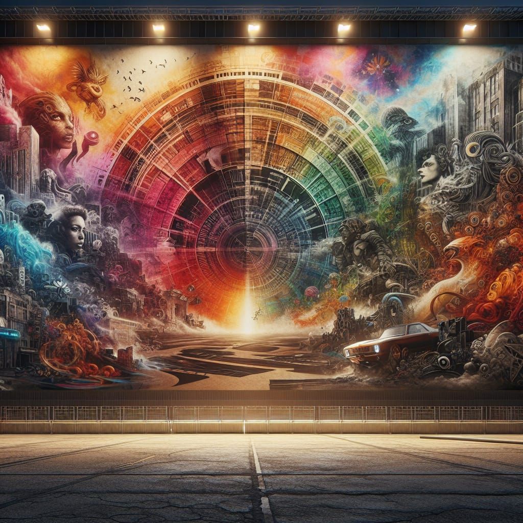 Vibrant Nature Graffiti on Atmospheric City Wall