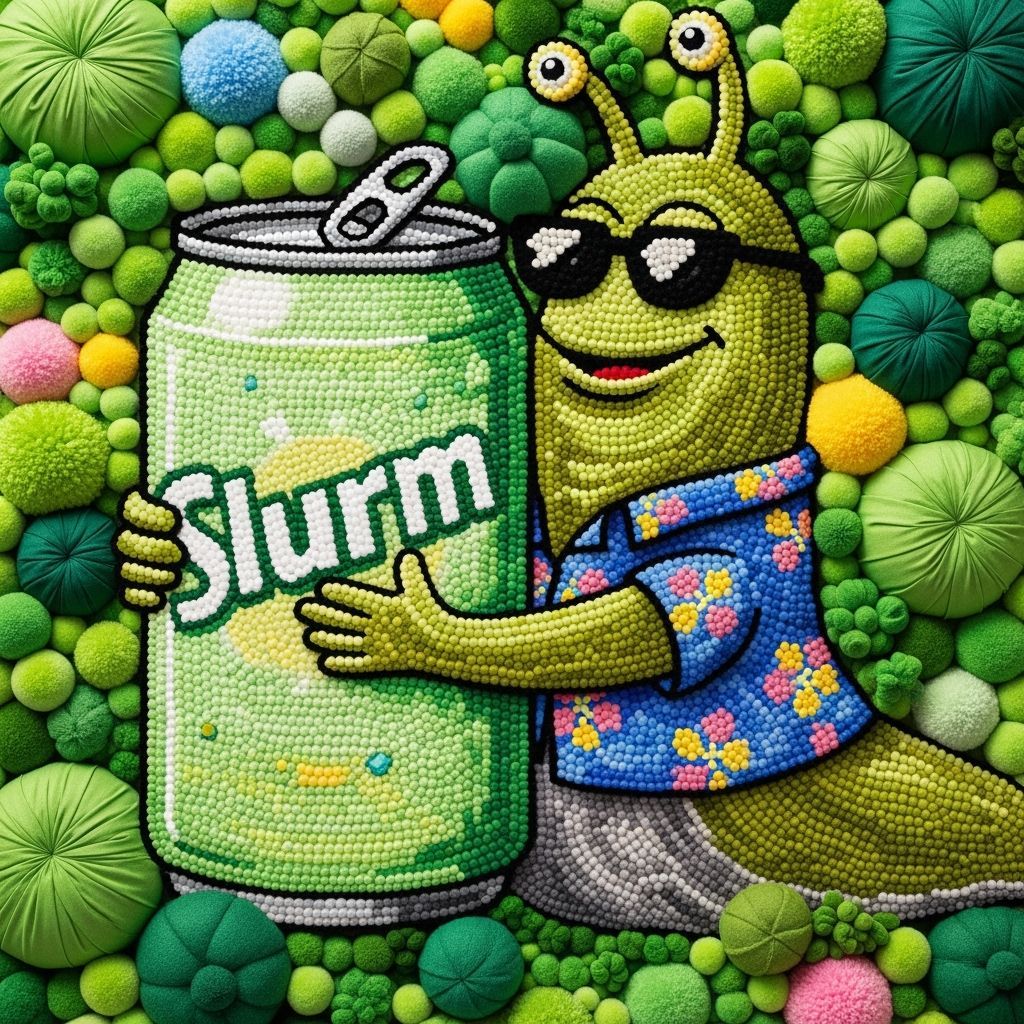 Slurm Soda Pom-Pom Mosaic in Takashi Murakami Style