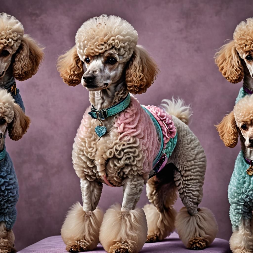 Colorful Poodle with Unique Hairstyle