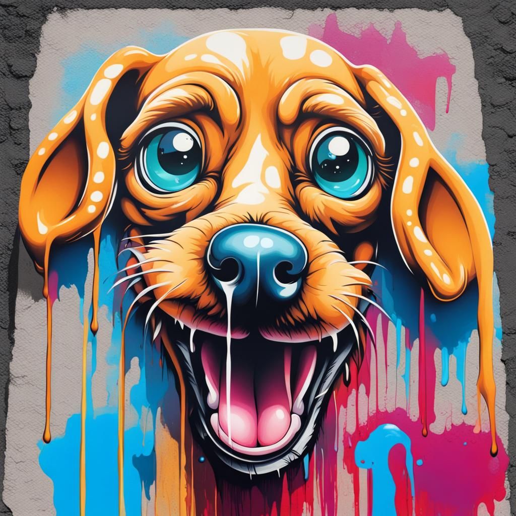 Colorful Graffiti Art of a Cute Dog