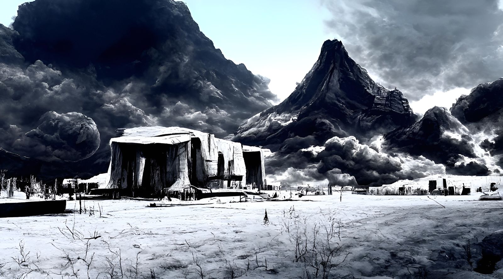 Dystopian Space Empire in Post-Apocalyptic Landscape