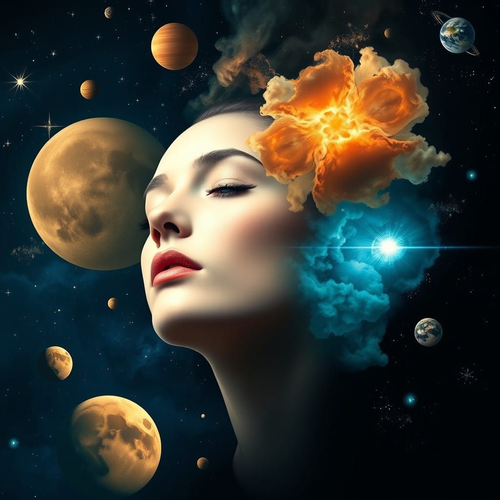 Surreal Cosmic Goddess in Space