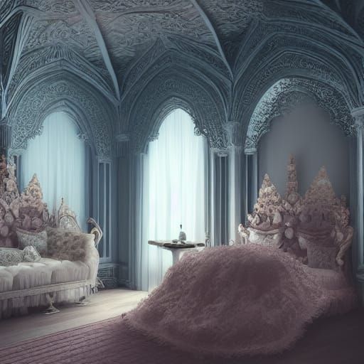 Gothic Princess in her Bedroom: Digital Matte Painting