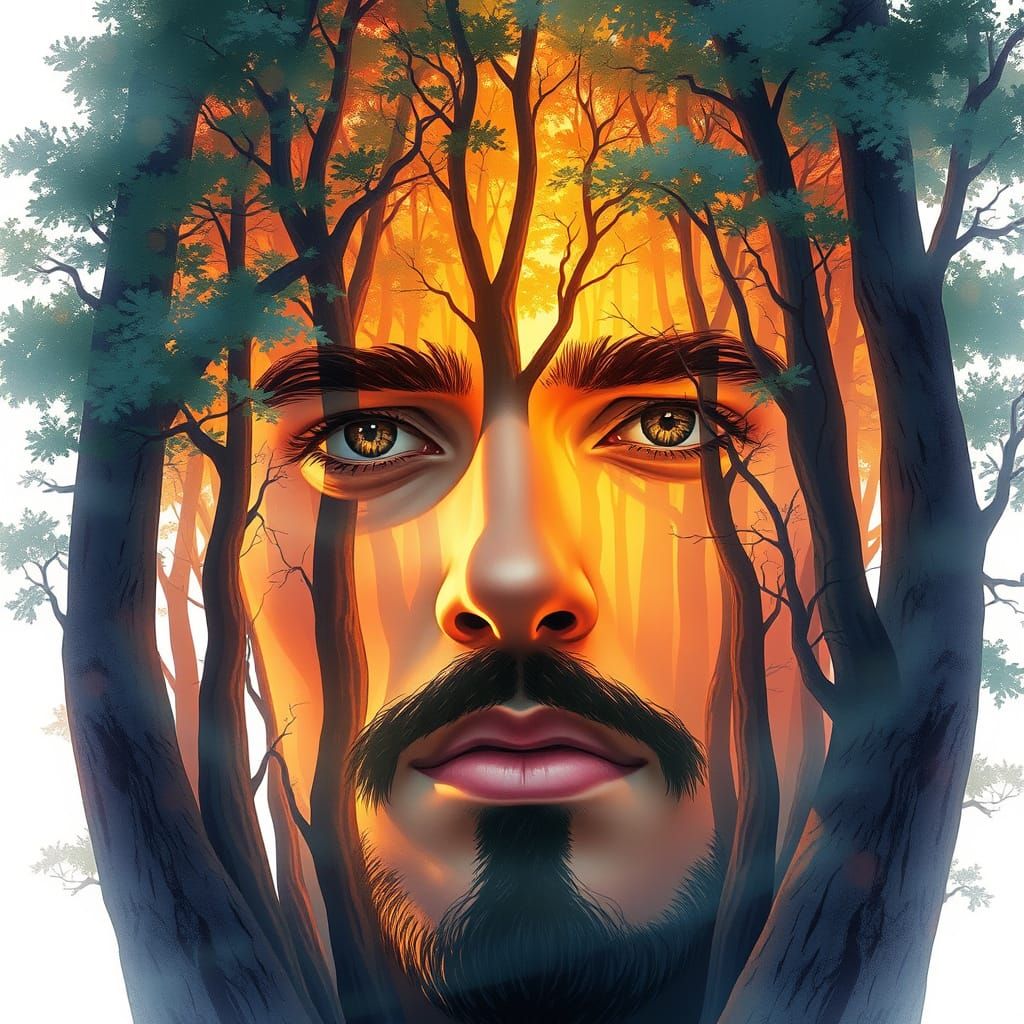 Airbrushed Nostalgic Summer Forest Face