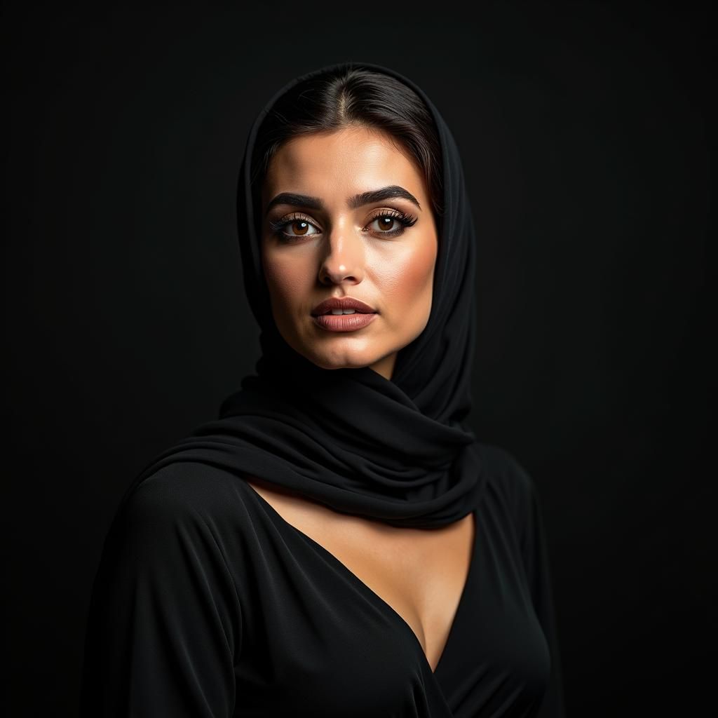 Elegant Portrait of an Arabic Woman in Studio Lighting