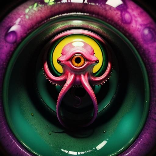 Expressionist Cthulhu Creature in Baroque Tunnel