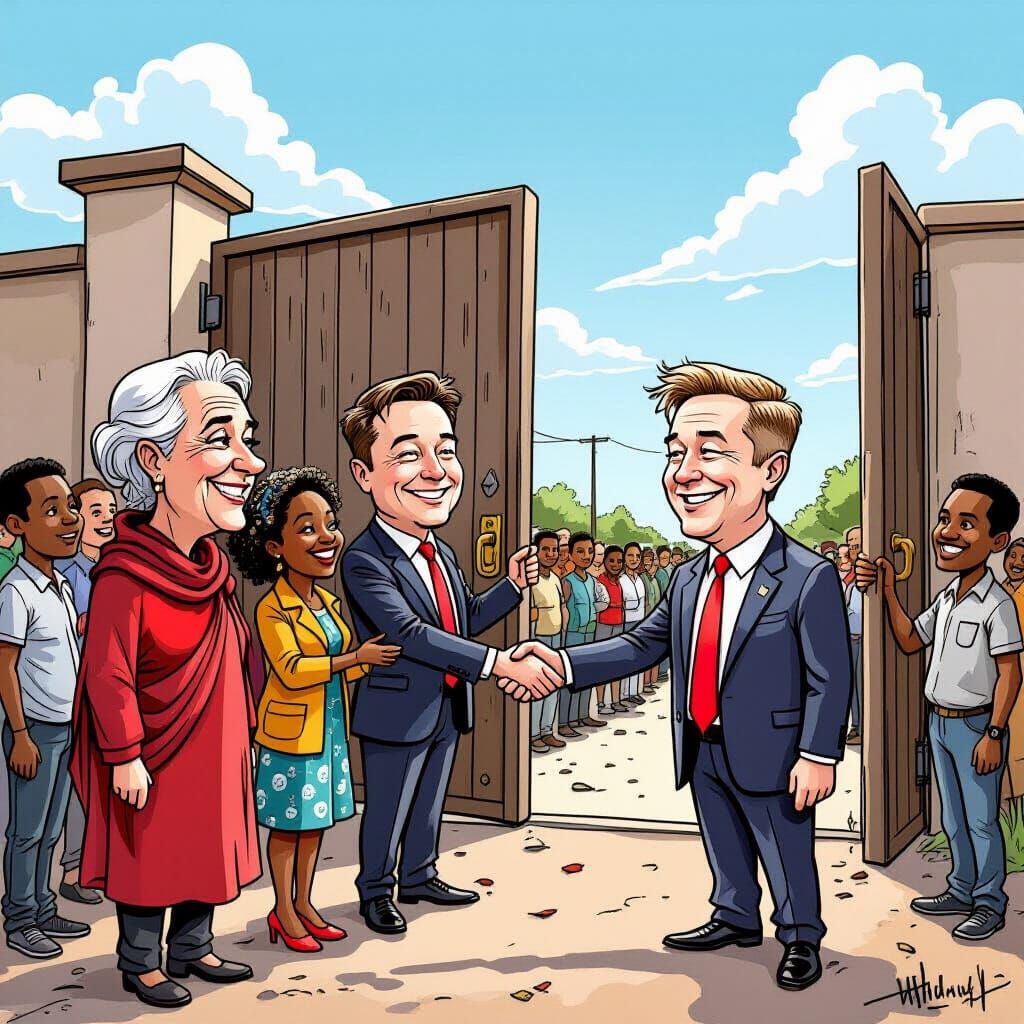 Satirical Caricature: Refugees Welcomed