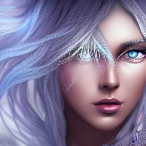 Goddess with White Hair Fantasy Concept Art
