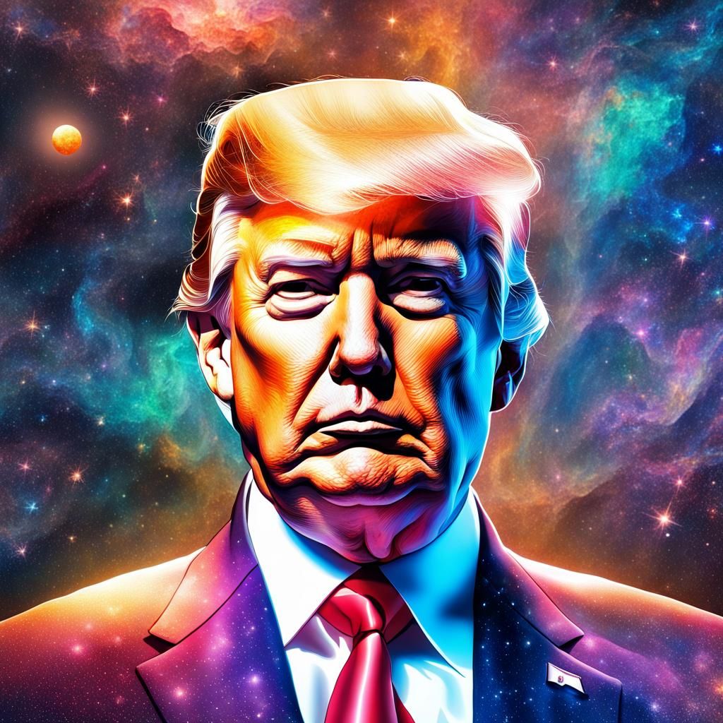 Cosmic Holographic Illustration of Donald Trump