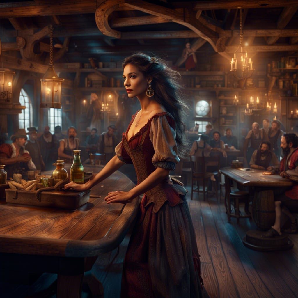 Pirate Tavern Dance: A Detailed Matte Painting