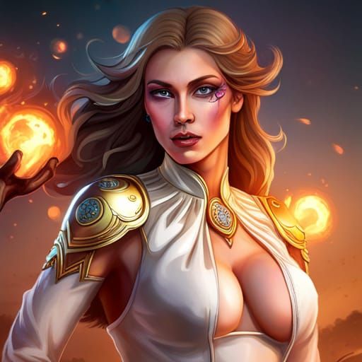 Gorgeous Witch Casting Colorful Magic Spell