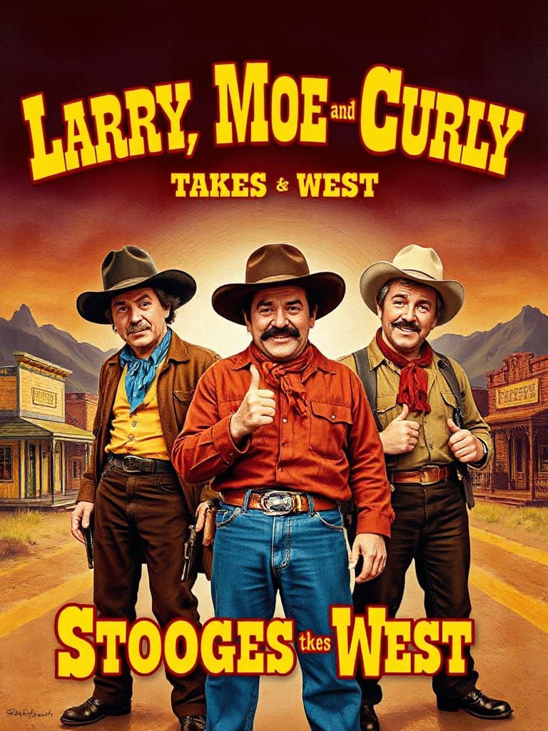 Cowboy Stooges Movie Poster in Acrylic