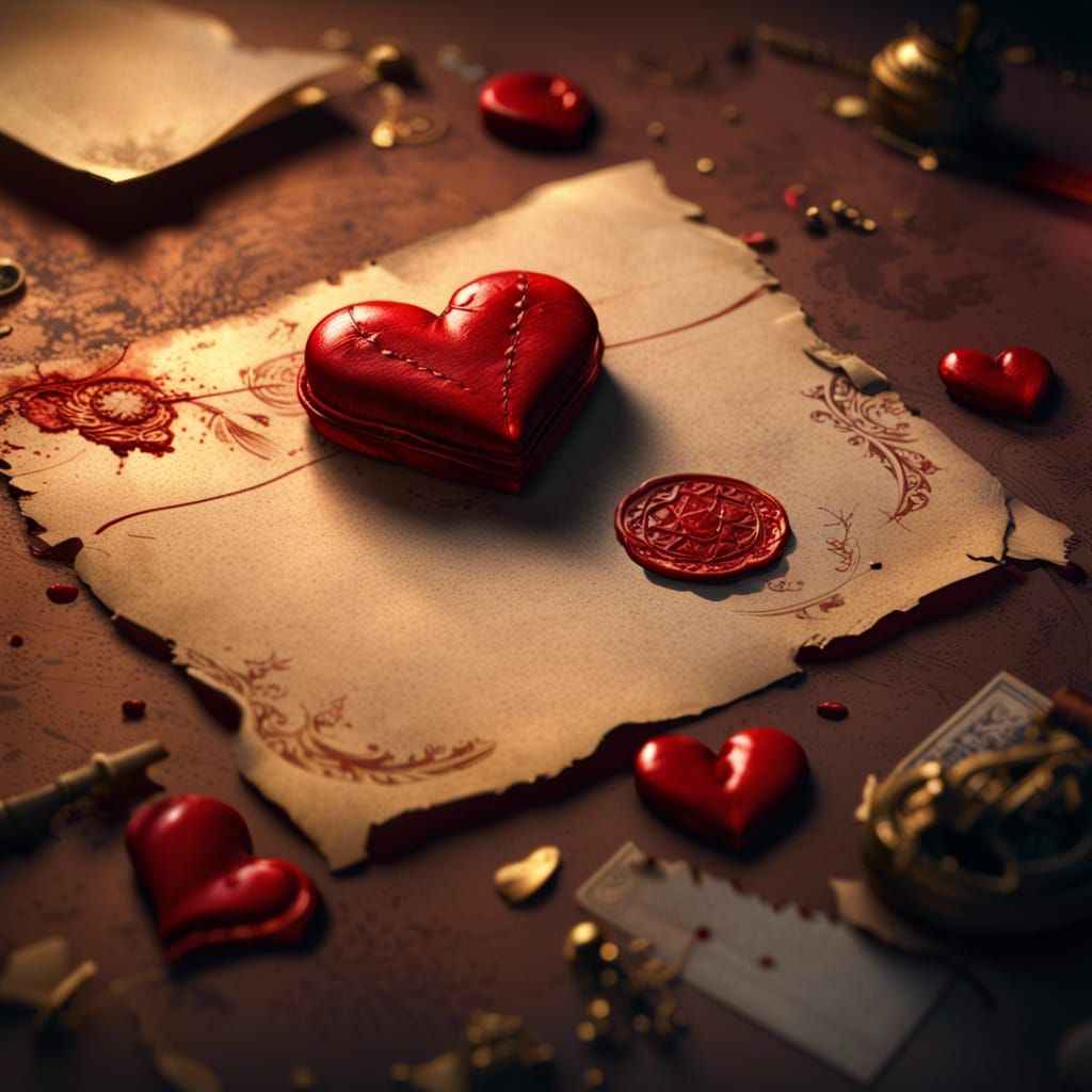 Vintage Love Letter with Red Heart Seal