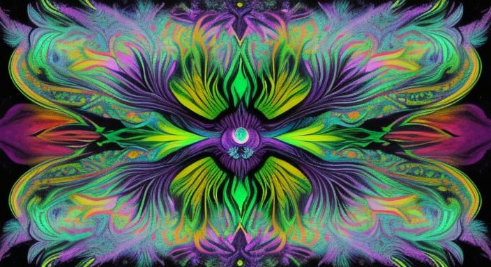 Surreal Creature in Dark Meadow Oil Painting