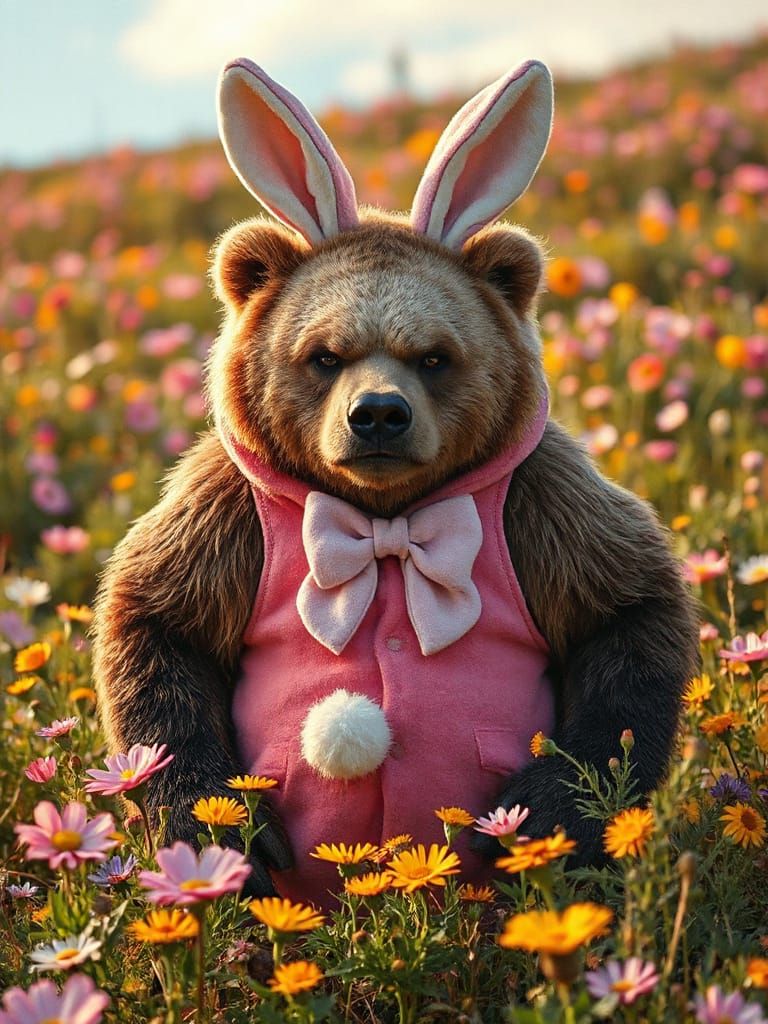 Gruff Grizzly Bunny in Easter Regalia